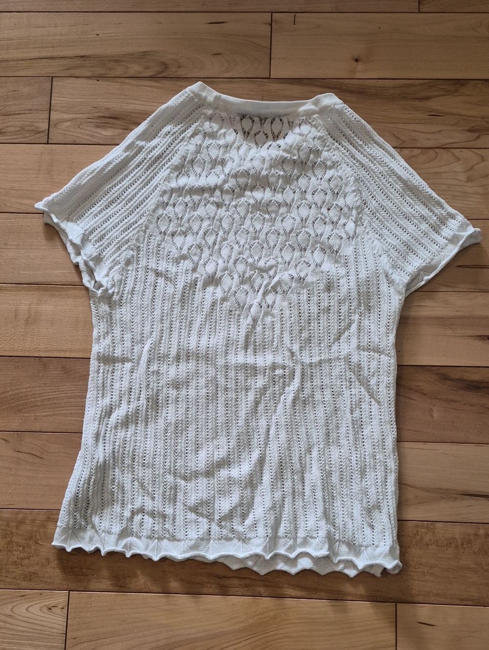 Zara Women's Size Medium Cream Knit Short-Sleeve Sweater Top - Picture 4 of 6